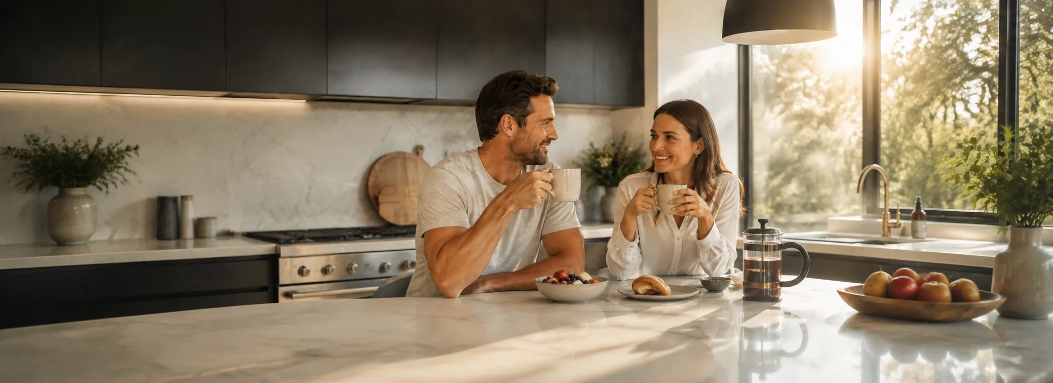 Couple having breakfast together