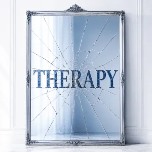 Cracked glass around the word Therapy, illustrating ineffective treatment
