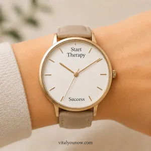 Watch labeled Start Therapy and Success, illustrating therapy timelines
