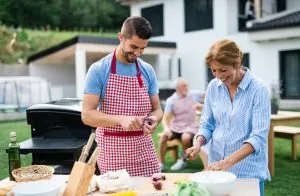 Family gathered for a barbecue