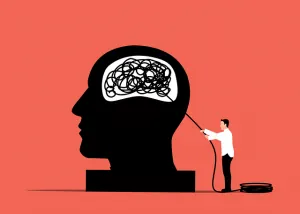 Therapy and Counseling in Columbus, OH Illustration of a person helping untangle thoughts inside a head