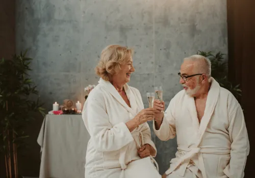 Couple relaxing at a spa