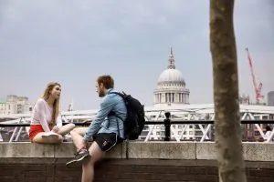 Couple talking together